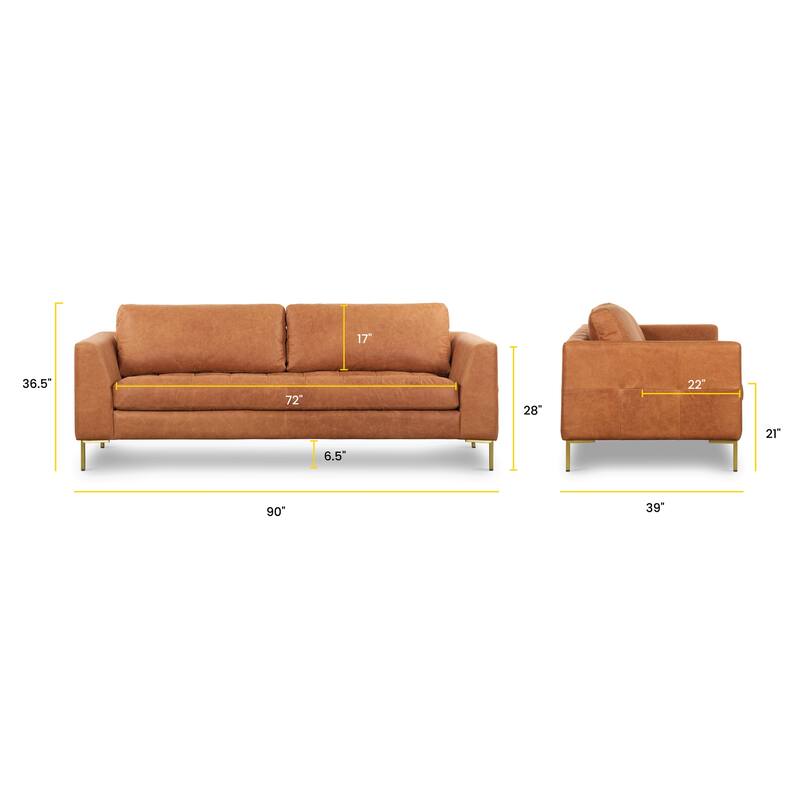 Poly & Bark Calle 90" Sofa - Full Grain Genuine Italian Leather