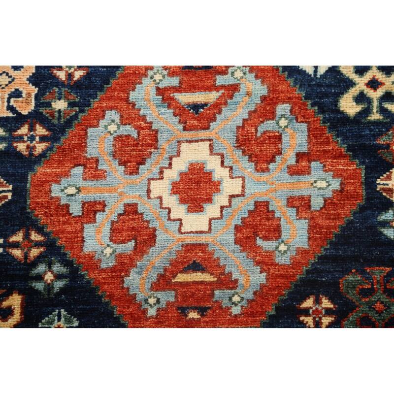 Tribal Geometric Oriental Kazak Runner Rug Wool Hand-knotted Carpet - 2'8" x 11'9"