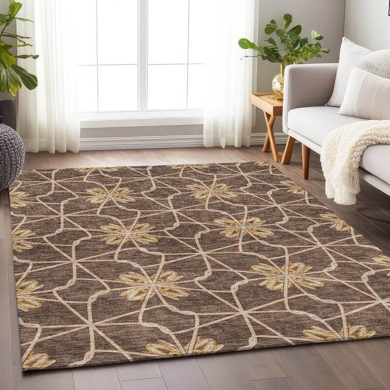 Premium Washable Super Soft Contemporary Tangle Mayfield Rug - Brown - 5' x 7'6"