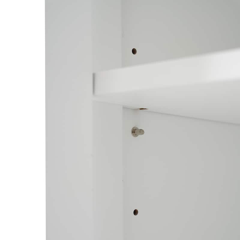 70.1" Modern High Freestanding Tall Bathroom Cabinet with 2 Adjustable Shelves, 3 Drawers, Soft Close Glass Doors