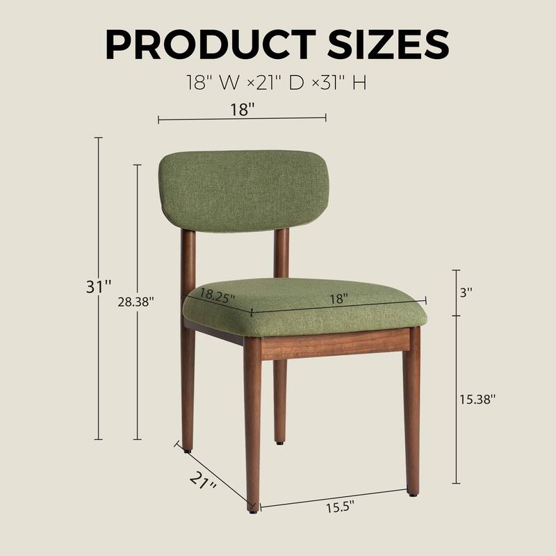 Modern Upholstered Dining Chair with Solid Wood Legs Side Chair for Kitchen Dining Room Living Room (Set of 2)