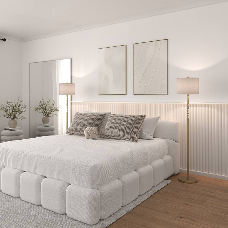 Acroma 62.2" Modern LED Bright Floor Lamp with White Fabric Drum Shade