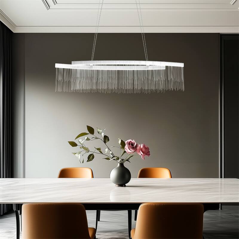 Luxury LED Pendant Light Tassel & Round Linear Chandeliers Dining room