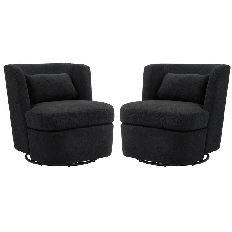Upholstered Swivel Barrel Accent Chair (Set of 2)