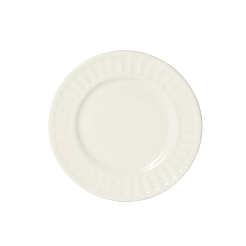 Gibson Home Melbourne White Plates and Bowls Set, 16 Piece Embossed Ceramic Dinnerware Set - Service for 4 Dishes