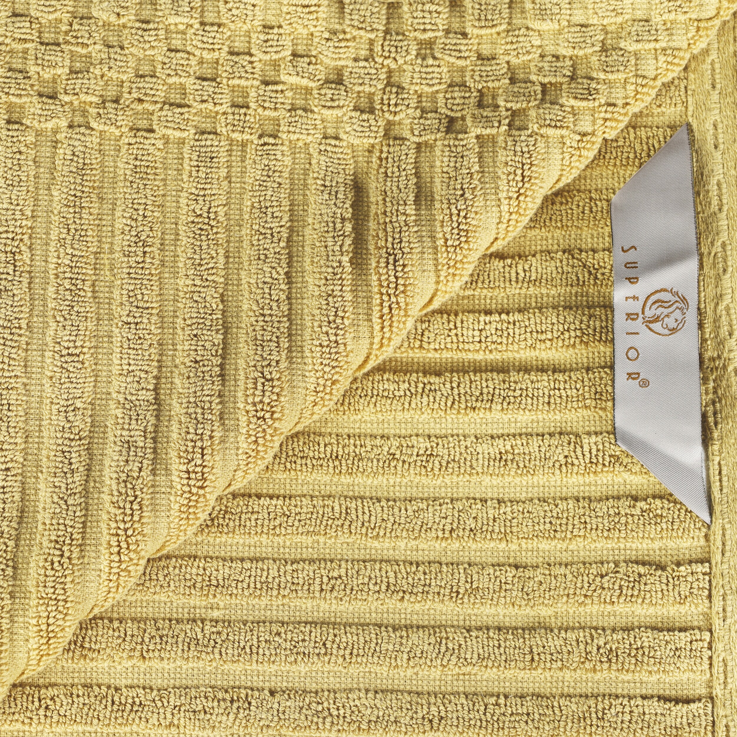 Premium 12-Piece Cotton Towel Set with Solid & Checkered Borders  -image