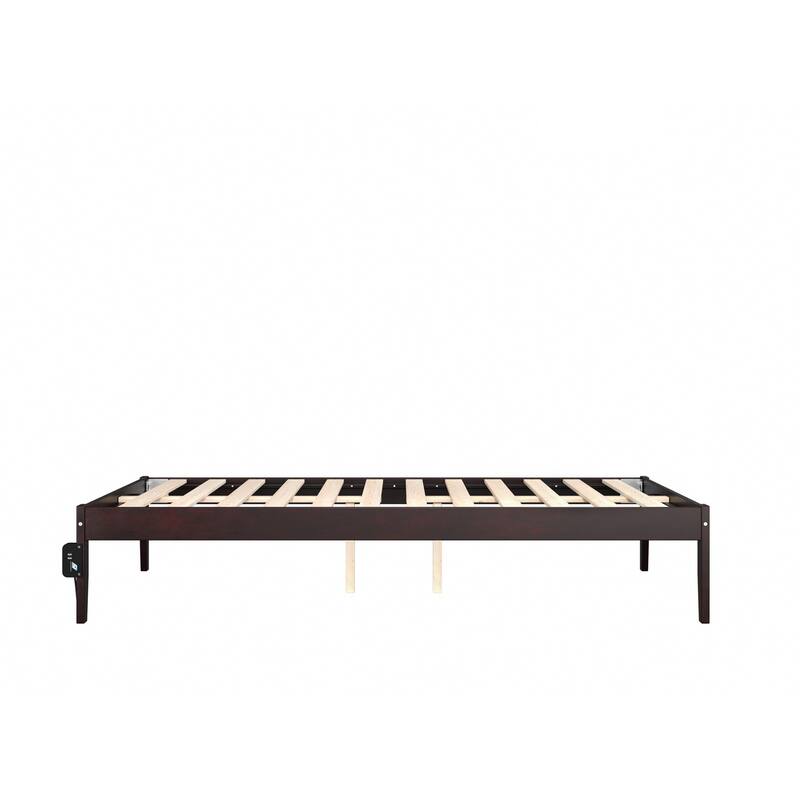 Full Size Bed Espresso Finish - Modern Bedroom Furniture, Strong Slat Support, Easy Assembly
