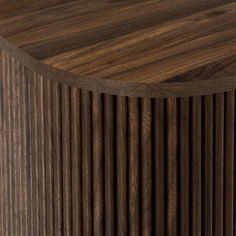 Edgemod 70" Ribbed Walnut Media Console With Brass Handles