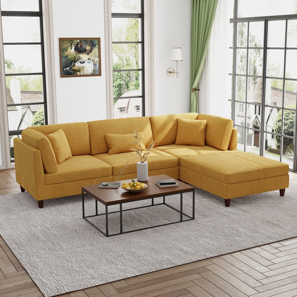 Modern Oversized Modular Corduroy Sectional Sofa Set