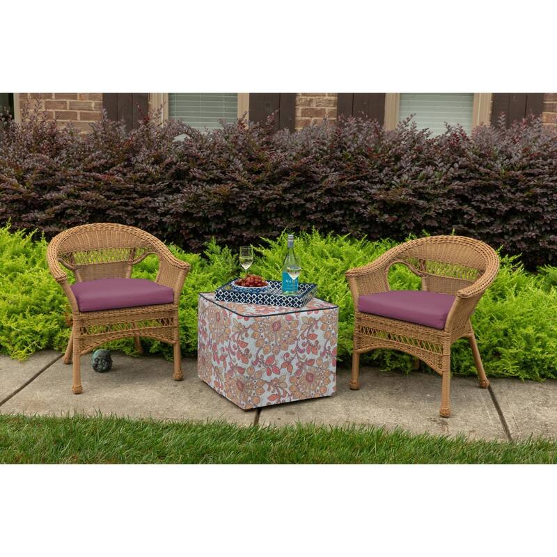 Sunbrella Solid Fabric 1-Piece Indoor/Outdoor Wicker Seat Pad Cushion, 19.5"W x 19.5"L