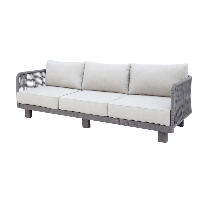 Cancun Aluminum Sofa with Silver Cushion