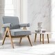 preview thumbnail 1 of 13, Fabric Leisure Chair with Solid Wood Armrest and Feet