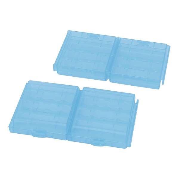 4PCS Plastic Portable Case Holder Storage Box Blue for 4 x 1.5V AA Batteries
