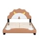 preview thumbnail 8 of 16, Upholstered Leather Platform Bed with Lion-Shaped Headboard