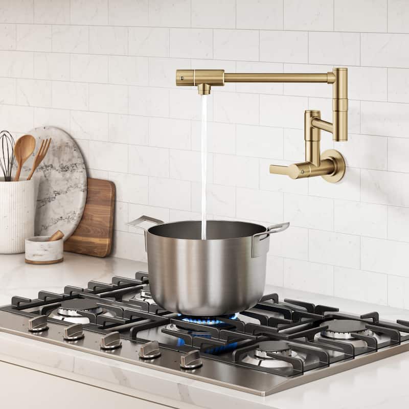KRAUS Oletto Wall Mount Pot Filler Kitchen Faucet with Retractable Arm