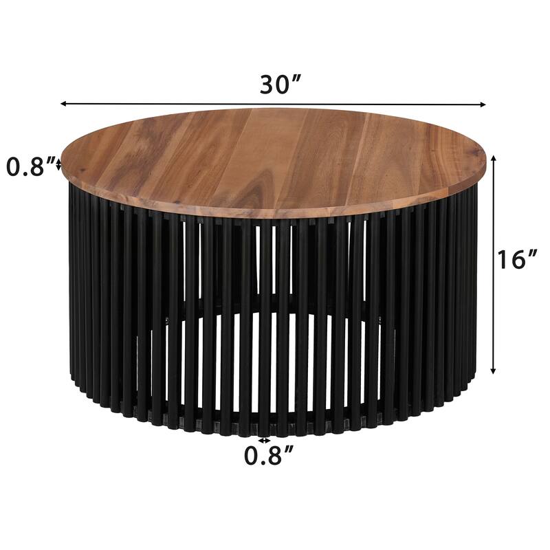 Acacia Solid Wood Coffee Table Natural Black Color
