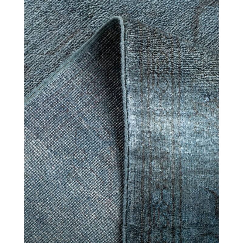 Overton Hand Knotted Wool Vintage Inspired Modern Contemporary Overdyed Gray Area Rug - 6' 3" x 9' 3"