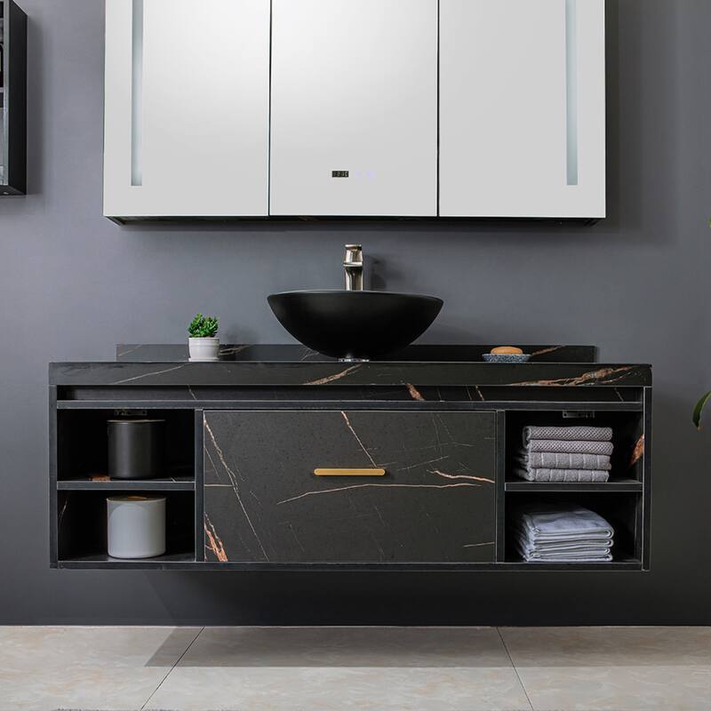 Vinnova Glass Circular Vessel Bathroom Sink without Faucet