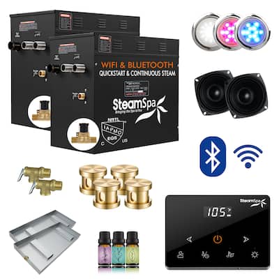 Black Series 24KW Steam Bath Generator with Advanced Touch Screen, BLUETOOTH WIFI Control, and Auto Drain in Gold