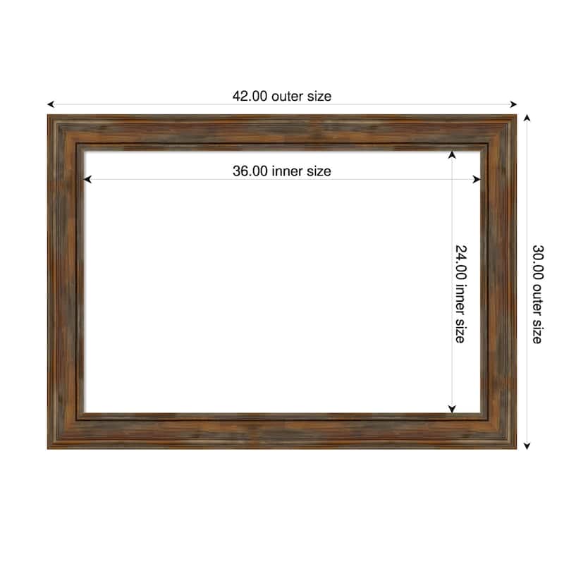 Amanti Art Alexandria Greywash Framed Dry Erase Magnetic Board - 42 x 30 in - Alexandria Rustic Brown