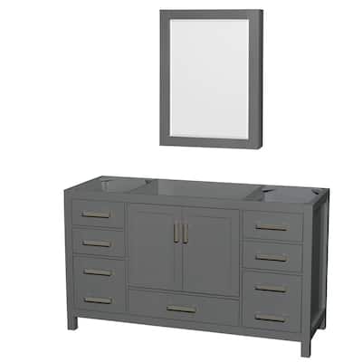 Wyndham Collection Sheffield 60" Hardwood Vanity Cabinet and Medicine
