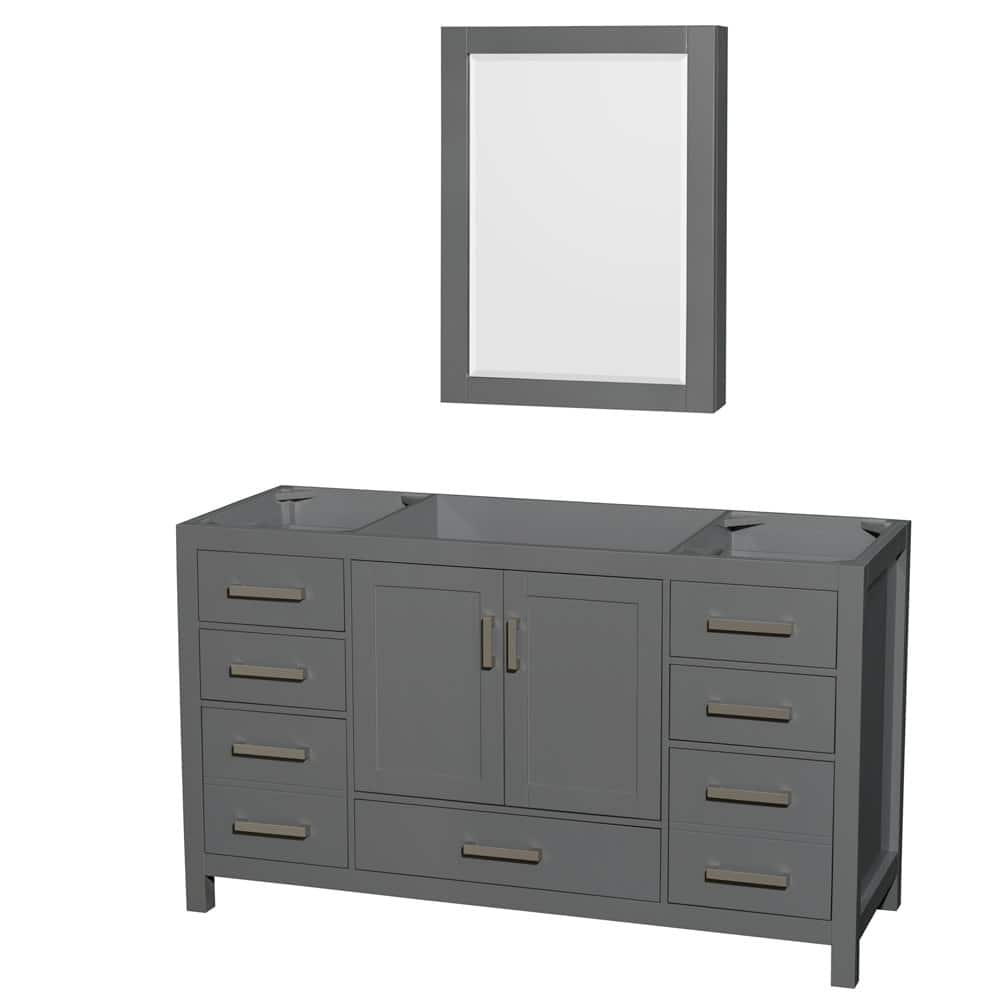 Wyndham Collection Sheffield 60" Hardwood Vanity Cabinet and Medicine