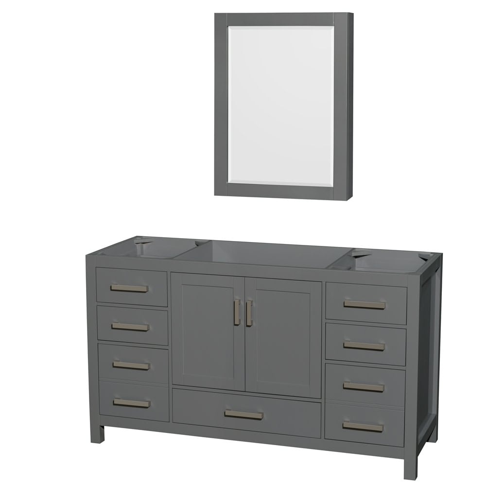 Wyndham Collection Sheffield 60" Hardwood Vanity Cabinet and Medicine