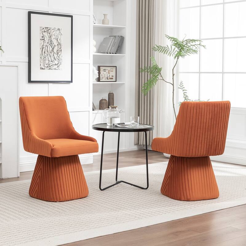 SEYNAR Modern Velvet 360 Degree Swivel Armless Dining chair Set of 2