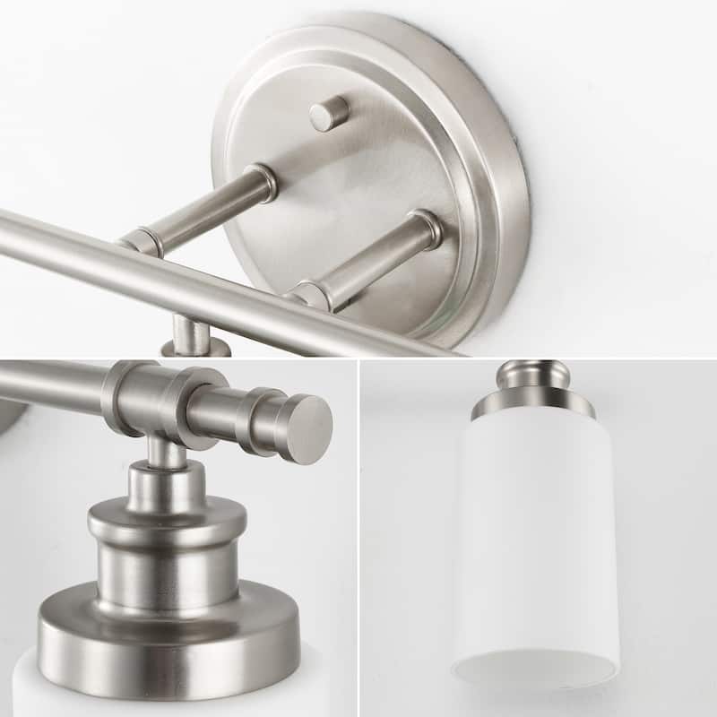 Hugo 23.25" 3-Light Classic Vanity Light with Frosted Glass Shades and Bathroom Hardware Accessory Set, (5-Piece) by JONATHAN Y