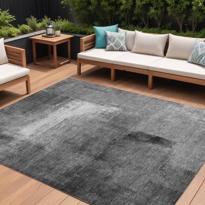 HomeRoots Abstract Transitional Rectangle Outdoor Rug - 9' X 12'