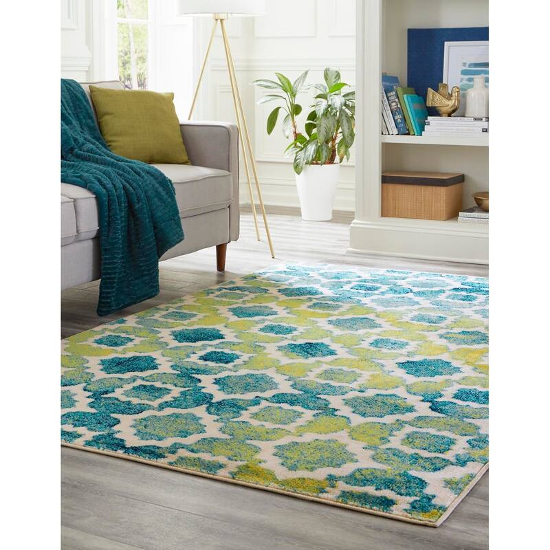 Contemporary Chorisia Collection Area Rug - 10'x14' - Blue