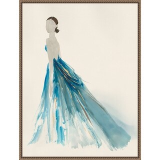 Amanti Art Blue Dress II by Lily k Framed Canvas Wall Art Print - Sylvie Beaded Bronze