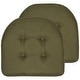 preview thumbnail 26 of 31, Sweet Home Collection Solid Color U-Shaped Memory Foam Chair Cushions - 16"x17" Set of 2 - Army Green