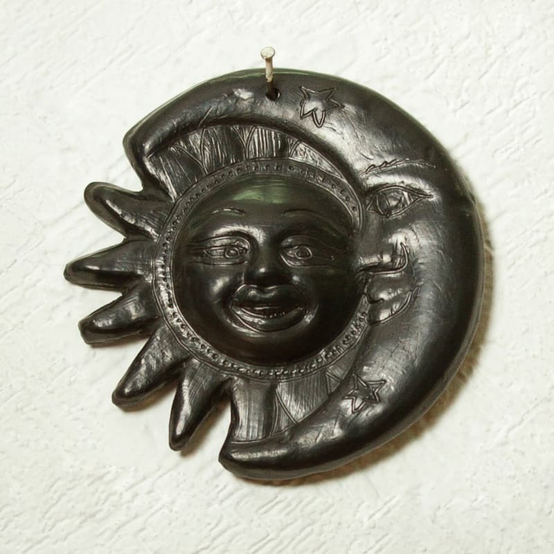 Novica Handmade Eclipsing Smile Barro Negro Wall Accent