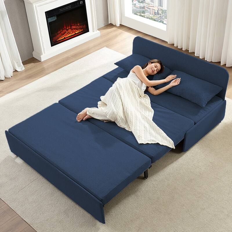 Mixoy Full Size Queen Size Sofa Bed,2 in 1 Convertible Linen 1-Seater/Loveseat Sleeper Sofa Couch with Cushions