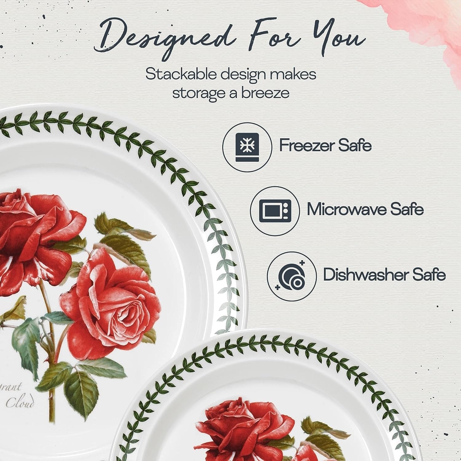 potiron❤︎ Portmeirion Botanic Roses Collection 3 Piece Dinnerware Set