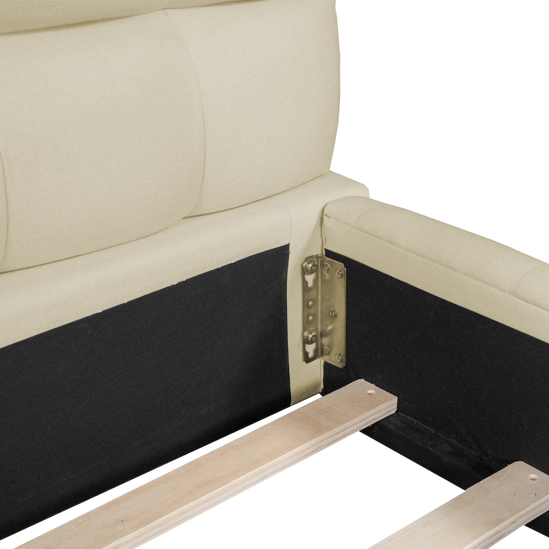 Queen Upholstered Platform Bed with Thick Fabric Solid Frame