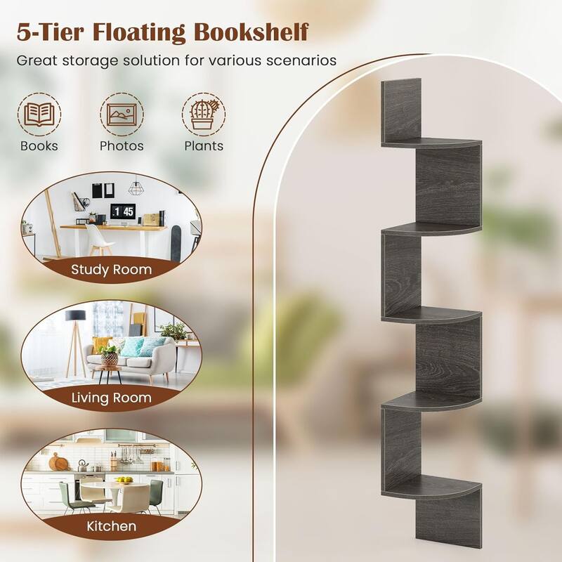 1/2PCS Corner Shelf Wall Mounted Wooden Display Stand Rack