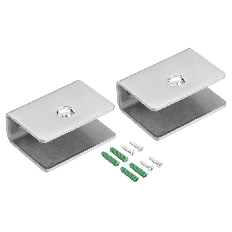 Glass Shelf Brackets, Stainless Steel Glass Clamp Rectangle for 8-12mm - Silver Tone