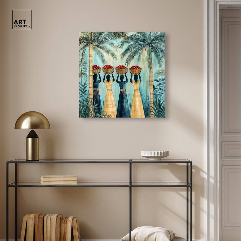 Walk Under Palms Canvas by Art Remedy, Gallery Wrapped
