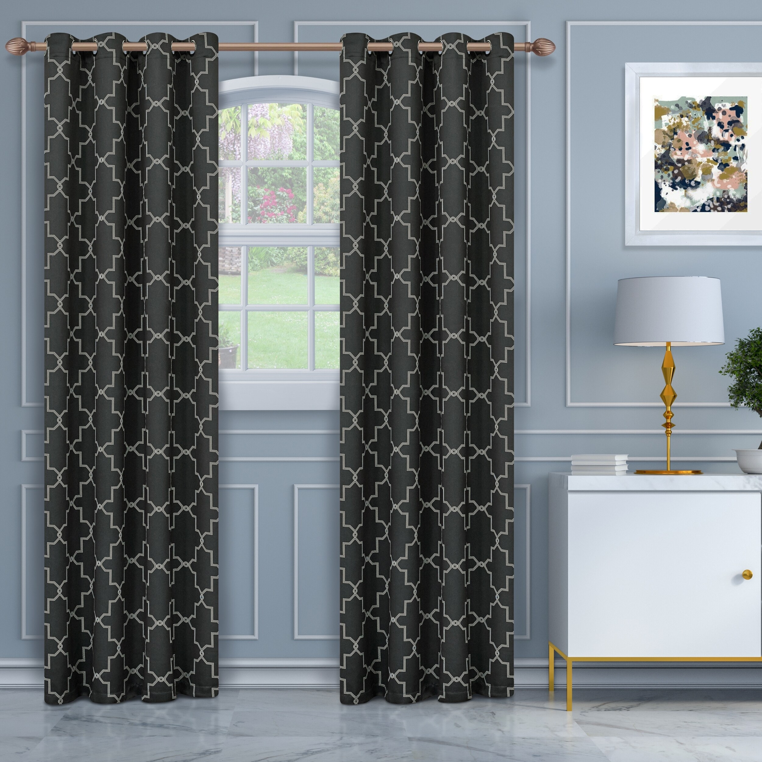 ALL SIZES Set of 2 Meridian Design Thermal Insulated BLACKOUT Curtains Panels 