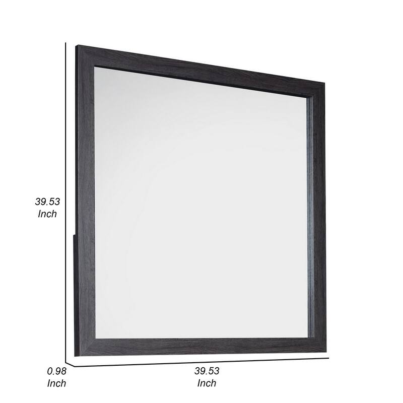 Lala 40 x 40 Inch Dresser Mirror, Modern Rectangular Shape, Black Finish