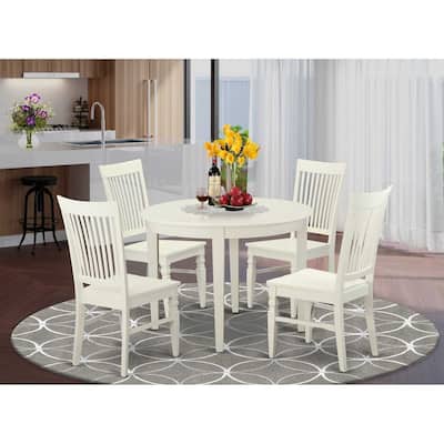 HomeStock 5-Pc Buttermilk and Cherry Solid Wood Top - Dining Room Set - Seats 4
