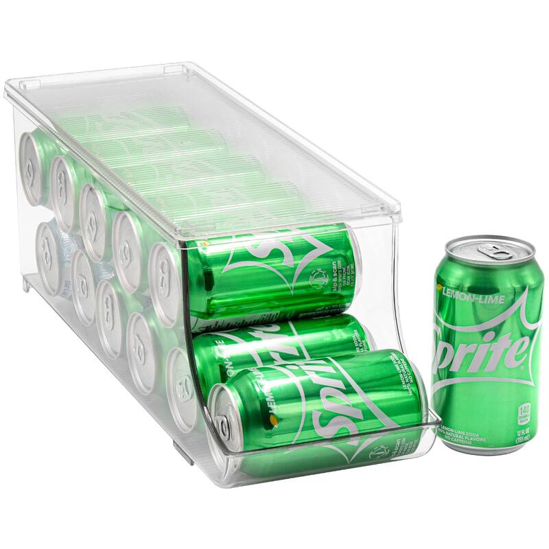 Sorbus Soda Can Organizer for Refrigerator Can Holder with Lid, Holds 12 Cans, BPA-Free, Clear Design