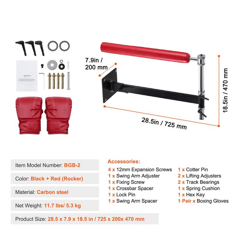 Wall Mount Boxing Spinning Bar, Adjustable Punching Spinning Bar, Boxing Speed Trainer with Gloves, Boxing Training Equipment
