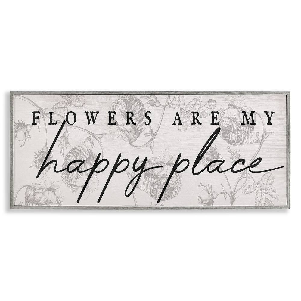 Stupell Flowers Are Happy Place Framed Giclee Art Design By Lil' Rue