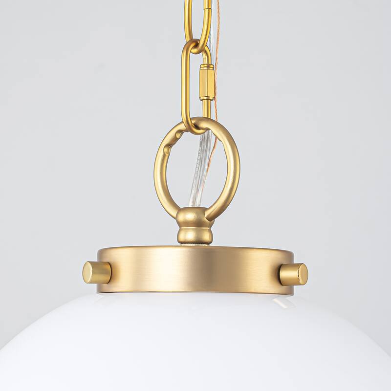 9.8" W 1-Light Modern Opal Glass Globe Pendant Light for Kitchen Island or Bedroom - 9.8 in. W x 15.7 in. H x 9.8 in. D