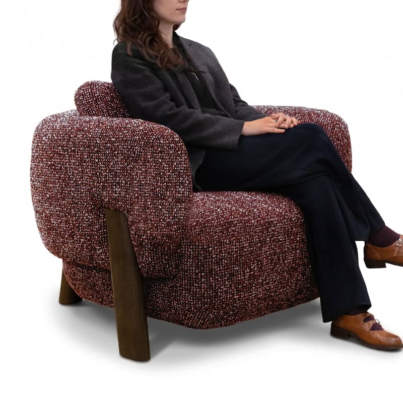Furniture of America Premier Modern 39-inch Burgundy Tweed Premium Upholstered Accent Chair