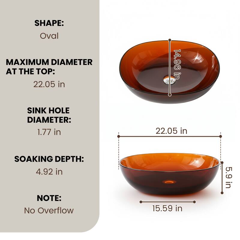 Transparent Resin Vessel Bathroom Sink Included Pop-up Drain and Drain Hose, Modern Above Counter Wash Basin with Center Drain
