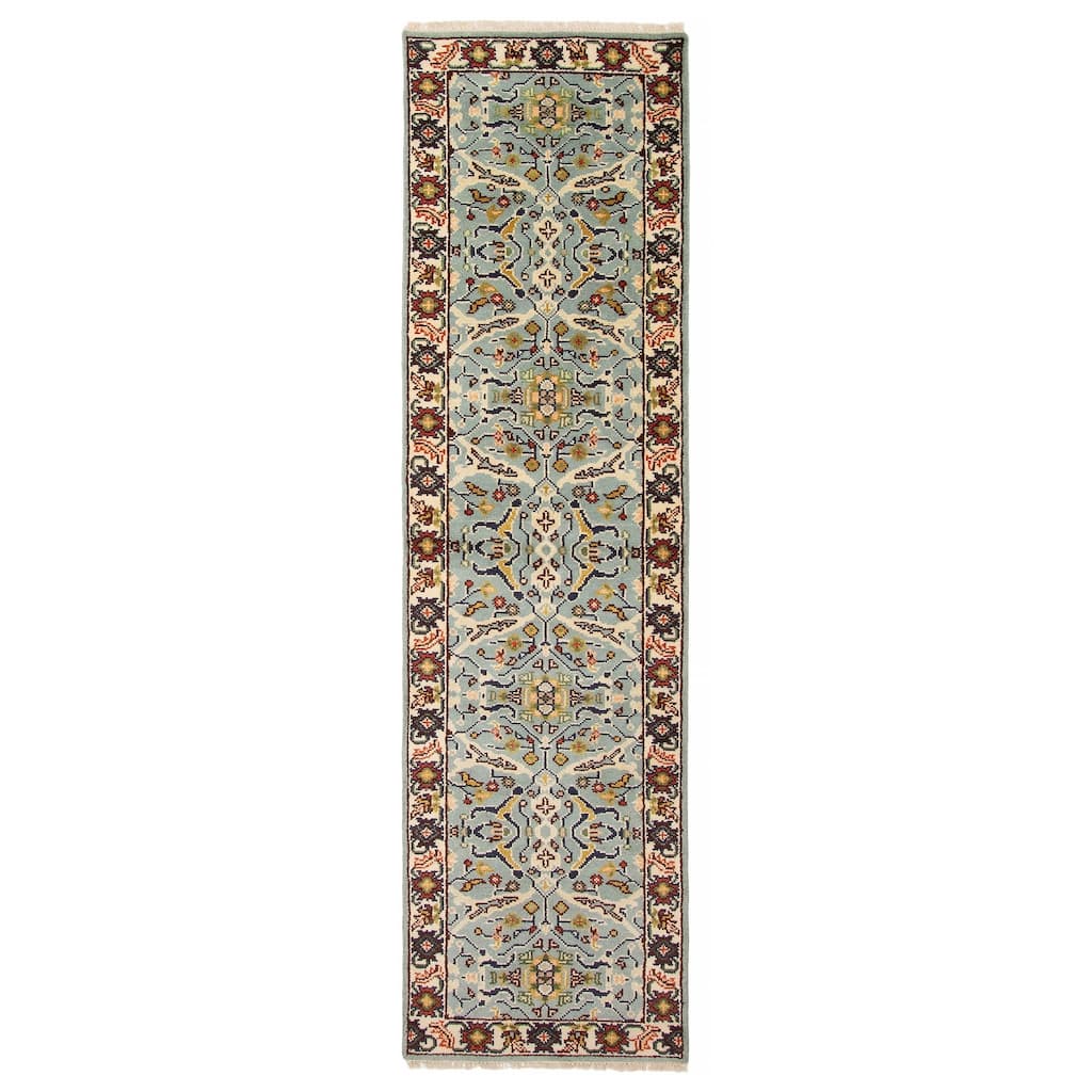 ECARPETGALLERY Hand-knotted Serapi Heritage Turquoise Wool Rug - 2'5 x 9'7